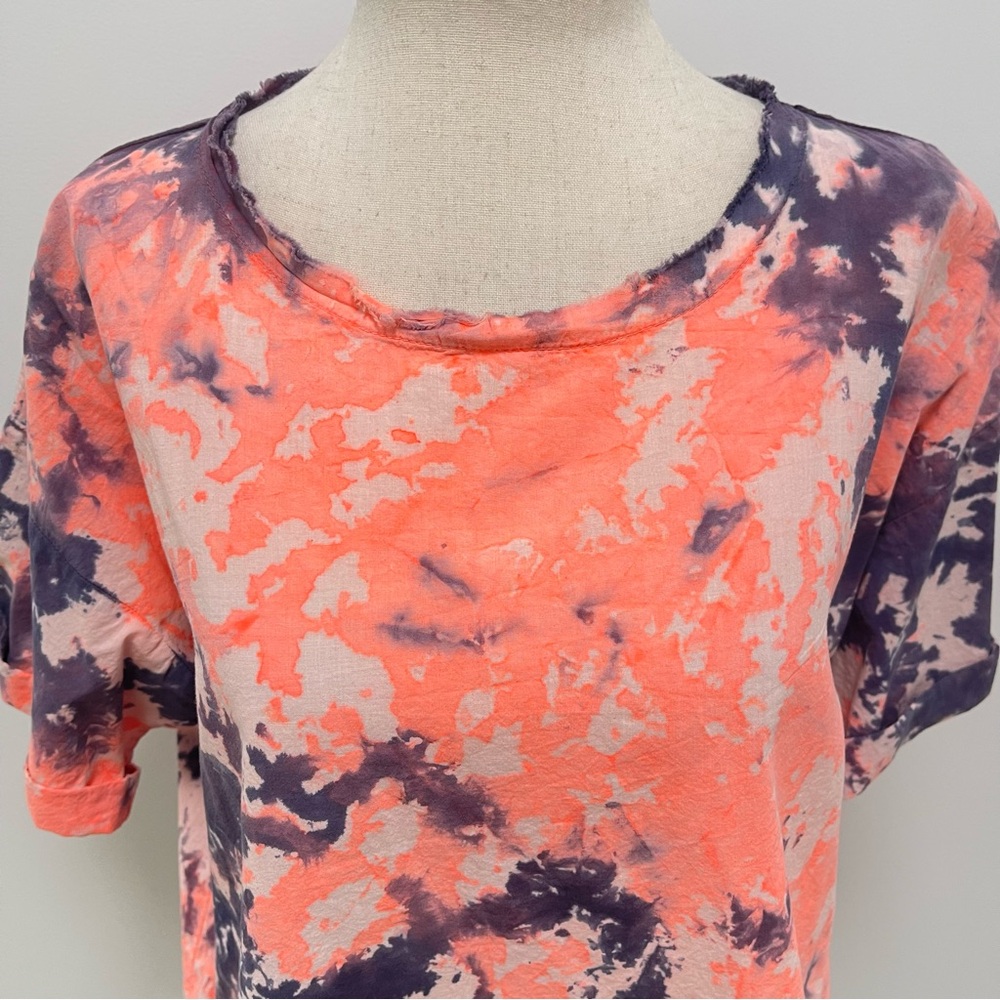 Cali Dreaming Town Sunset Pink Blue Tie Dye Short Sleeve Tee Size Small - Picture 3 of 11